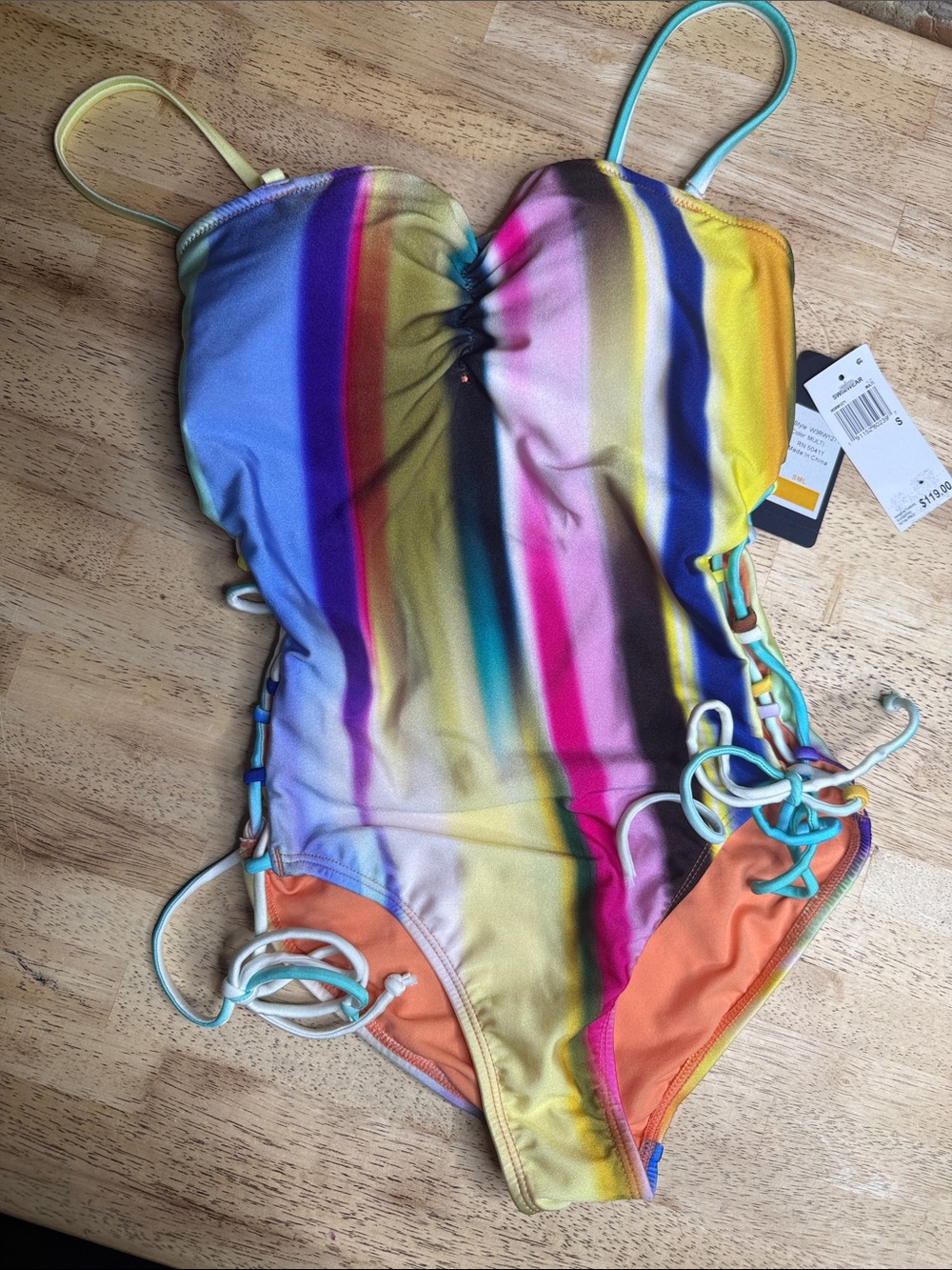 RACHEL Rachel Roy Multicolor Striped One-Piece Swimsuit